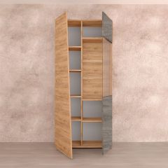 Аллегро-10 Шкаф 2дв. (со стеклом) (дуб крафт золотой-камень темный) в Коротчаево - korotchaevo.mebel24.online | фото