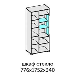 Аллегро-10 Шкаф 2дв. (со стеклом) (дуб крафт золотой-камень темный) в Коротчаево - korotchaevo.mebel24.online | фото 2