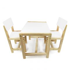 Детский растущий комплект стол и два стула  Я САМ "Лофт" (Белый, Сосна) в Коротчаево - korotchaevo.mebel24.online | фото