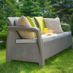 Диван пластиковый Корфу Макс (Corfu love seat max) капучино - песок в Коротчаево - korotchaevo.mebel24.online | фото 3