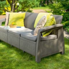 Диван пластиковый Корфу Макс (Corfu love seat max) капучино - песок в Коротчаево - korotchaevo.mebel24.online | фото 4