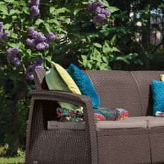 Диван пластиковый Корфу Макс (Corfu love seat max) коричневый в Коротчаево - korotchaevo.mebel24.online | фото 2