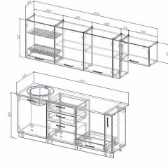 Кухонный гарнитур Антрацит 2550 (Стол. 26мм) в Коротчаево - korotchaevo.mebel24.online | фото 2