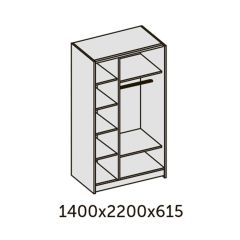 ИННЭС-5 Шкаф-купе 2-х дв. 1400 (2 дв. Ф3 - венге вст. экокожа коричневый) в Коротчаево - korotchaevo.mebel24.online | фото 2