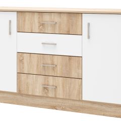 БЕАТРИС Комод К1400 (Дуб Сонома/Белый глянец) в Коротчаево - korotchaevo.mebel24.online | фото