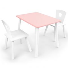 Комплект детской мебели стол и два стула Корона  (Розовый/Белый/Белый) в Коротчаево - korotchaevo.mebel24.online | фото