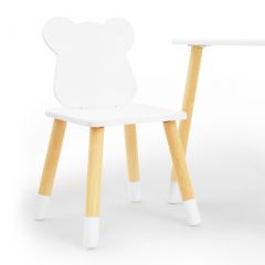 Комплект детской мебели стол и два стула Мишутка (Белый/Белый/Береза) в Коротчаево - korotchaevo.mebel24.online | фото
