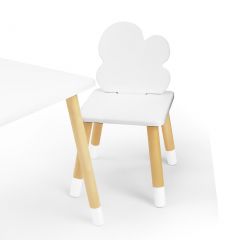 Комплект детской мебели стол и два стула Облачко (Белый/Белый/Береза) в Коротчаево - korotchaevo.mebel24.online | фото