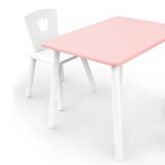 Комплект детской мебели стол и стул Корона (Розовый/Белый/Белый) в Коротчаево - korotchaevo.mebel24.online | фото