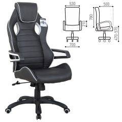 Кресло компьютерное BRABIX Techno Pro GM-003 (экокожа черное/серое, вставки серые) 531814 в Коротчаево - korotchaevo.mebel24.online | фото 1