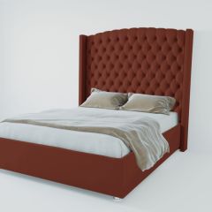 Кровать Берлин ЛЮКС с ПМ 1400 (велюр бордо) в Коротчаево - korotchaevo.mebel24.online | фото