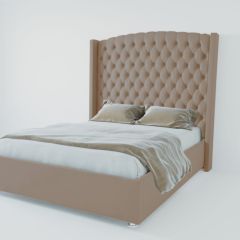 Кровать Берлин ЛЮКС с ПМ 2000 (велюр серый) в Коротчаево - korotchaevo.mebel24.online | фото 2