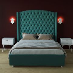 Кровать Берлин ЛЮКС с ПМ 900 (велюр бирюзовый) в Коротчаево - korotchaevo.mebel24.online | фото 2