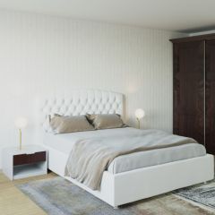 Кровать Берлин с ПМ 1200 (экокожа белая) в Коротчаево - korotchaevo.mebel24.online | фото 2