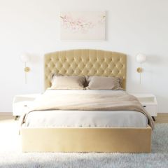 Кровать Берлин с ПМ 900 (экокожа бежевая) в Коротчаево - korotchaevo.mebel24.online | фото 2