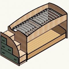 Кровать-чердак "Дюймовочка-4.2"  Дуб молочный/Оранжевый в Коротчаево - korotchaevo.mebel24.online | фото 4