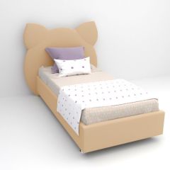 Кровать Котя с ортопедическим основанием 1200 (экокожа бежевый) в Коротчаево - korotchaevo.mebel24.online | фото