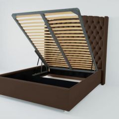 Кровать Берлин ЛЮКС с ПМ 1200 (экокожа коричневая) в Коротчаево - korotchaevo.mebel24.online | фото