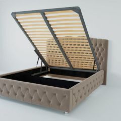 Кровать Нягань с ПМ 1600 (велюр серый) в Коротчаево - korotchaevo.mebel24.online | фото 2