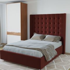 Кровать Венеция ЛЮКС с ПМ 1200 (велюр бордо) в Коротчаево - korotchaevo.mebel24.online | фото 2