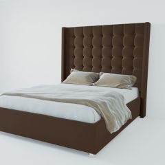 Кровать Венеция ЛЮКС с ПМ 800 (экокожа коричневая) в Коротчаево - korotchaevo.mebel24.online | фото