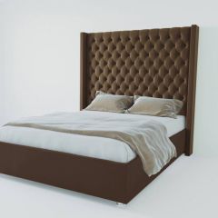 Кровать Версаль ЛЮКС с ПМ 1400 (экокожа коричневая) в Коротчаево - korotchaevo.mebel24.online | фото