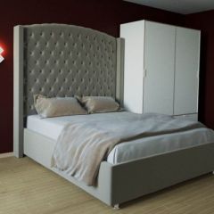 Кровать Версаль ЛЮКС с ПМ 1400 (велюр серый) в Коротчаево - korotchaevo.mebel24.online | фото