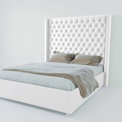 Кровать Версаль ЛЮКС с ПМ 1600 (экокожа белая) в Коротчаево - korotchaevo.mebel24.online | фото