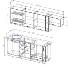 Кухонный гарнитур Жемчуг 2550 (Стол. 26мм) в Коротчаево - korotchaevo.mebel24.online | фото 3