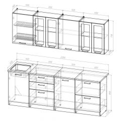 Кухонный гарнитур Лоретта компакт 2200 мм в Коротчаево - korotchaevo.mebel24.online | фото 2