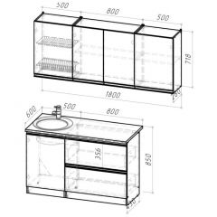Кухонный гарнитур Ноктюрн макси 1800 мм в Коротчаево - korotchaevo.mebel24.online | фото 2