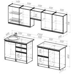 Кухонный гарнитур Ноктюрн мега 2500 мм в Коротчаево - korotchaevo.mebel24.online | фото 2