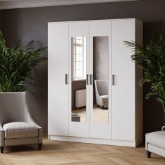 ЛАРС Шкаф комбинированный 1,6 с зеркалом Белый в Коротчаево - korotchaevo.mebel24.online | фото