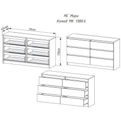 МОРИ МК 1380.6 Комод (графит) в Коротчаево - korotchaevo.mebel24.online | фото 3