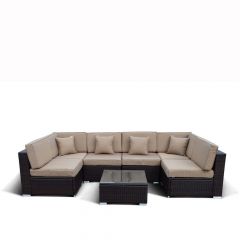 Плетеный модульный комплект YR822D Brown/Beige в Коротчаево - korotchaevo.mebel24.online | фото