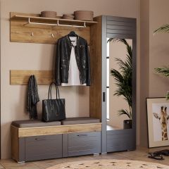 Прихожая Livorno Модульная (Софт Графит/Дуб Бунратти) в Коротчаево - korotchaevo.mebel24.online | фото 2