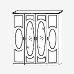 Прованс-2 Шкаф 4-х дверный с 2 зеркалами (Итальянский орех/Груша с платиной черной) в Коротчаево - korotchaevo.mebel24.online | фото