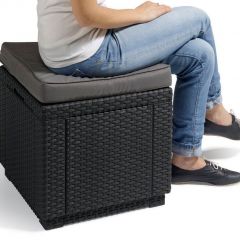 Пуфик Куб с подушкой (Cube with cushion) графит - прохладный серый в Коротчаево - korotchaevo.mebel24.online | фото 2