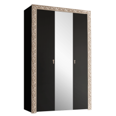 Шкаф 3-х дв.Тиффани Premium черная/золото (ТФШ1/3(П) в Коротчаево - korotchaevo.mebel24.online | фото