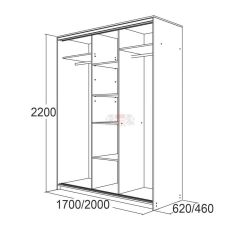 МИРАЖ 17.1 (620) 1 зеркало Шкаф для платья и белья в Коротчаево - korotchaevo.mebel24.online | фото 5