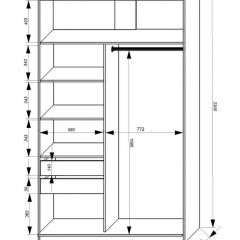 Шкаф-купе 1400 серии SOFT D1+D3+B2+PL1 (2 ящика+1штанга) профиль «Графит» в Коротчаево - korotchaevo.mebel24.online | фото 3