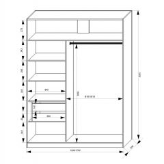 Шкаф-купе 1500 серии NEW CLASSIC K3+K3+B2+PL1 (2 ящика+1 штанга) профиль «Капучино» в Коротчаево - korotchaevo.mebel24.online | фото 3