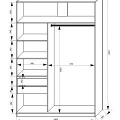Шкаф-купе 1600 серии SOFT D1+D3+B2+PL1 (2 ящика+1штанга) профиль «Графит» в Коротчаево - korotchaevo.mebel24.online | фото 4