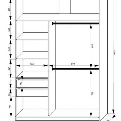 Шкаф-купе 1600 серии SOFT D8+D2+B2+PL4 (2 ящика+F обр.штанга) профиль «Графит» в Коротчаево - korotchaevo.mebel24.online | фото 2