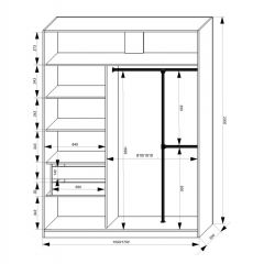 Шкаф-купе 1700 серии NEW CLASSIC K4+K4+B2+PL4 (2 ящика+F обр. штанга) профиль «Капучино» в Коротчаево - korotchaevo.mebel24.online | фото 3