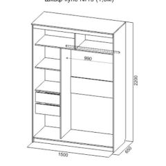 Шкаф-купе №19 Серия 3 Квадро (1500) Ясень Анкор светлый в Коротчаево - korotchaevo.mebel24.online | фото 4