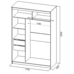 Шкаф-купе №19 Серия 3 Квадро (1700) Ясень Анкор светлый в Коротчаево - korotchaevo.mebel24.online | фото 4