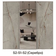 Шкаф-купе 1950 серии SILVER S5+S5+S5 B22+PL4 (по 2 ящика лев/прав+F обр.штанга) профиль «Серебро» в Коротчаево - korotchaevo.mebel24.online | фото 7