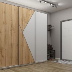 Шкаф-купе 2100 серии SOFT D2+D7+D3+B22+PL2 (по 2 ящика лев/прав+1штанга+1полка) профиль «Графит» в Коротчаево - korotchaevo.mebel24.online | фото