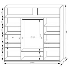 Шкаф-купе 2100 серии SOFT D2+D7+D3+B22+PL2 (по 2 ящика лев/прав+1штанга+1полка) профиль «Графит» в Коротчаево - korotchaevo.mebel24.online | фото 3
